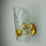 Frosted leaf wall lamp, murano glass, italy, 1970