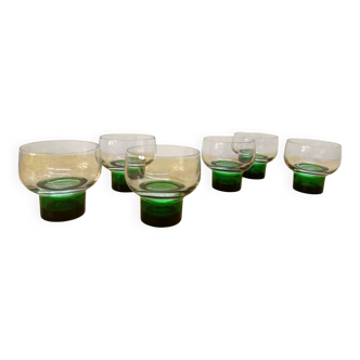 Six verres Luminarc 1970 vert