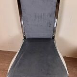 Set of Italian dining chairs from 1970, chrome and covered in blue velvet