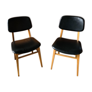 Paire de chaises scandinaves teck et skaï