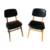 Pair of Scandinavian teak and skai chairs