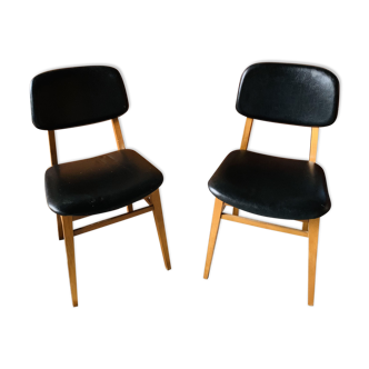 Pair of Scandinavian teak and skai chairs