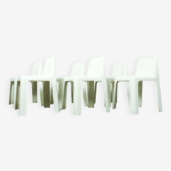 Ensemble de 6 chaises de salle à manger OZOO 700 en fibre de verre par Marc Berthier pour Roche Bobois, années 1970