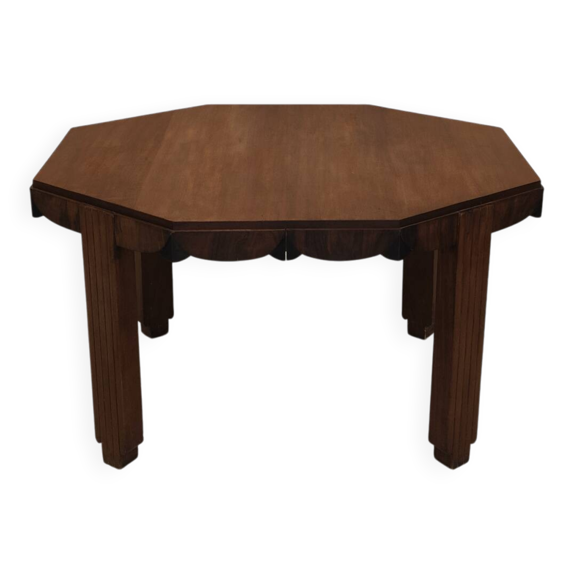 Solid wood octagonal dining table, Art Deco, France.