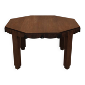 Solid wood octagonal dining table, Art Deco, France.