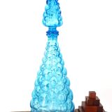 Empoli blue glass carafe bottle, 1960s