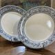 Pair of round Minton English porcelain dishes, Florentine pattern