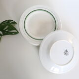 Ensemble de 4 assiette Mouin des Loups motif vert, vintage français, rustique, campagne