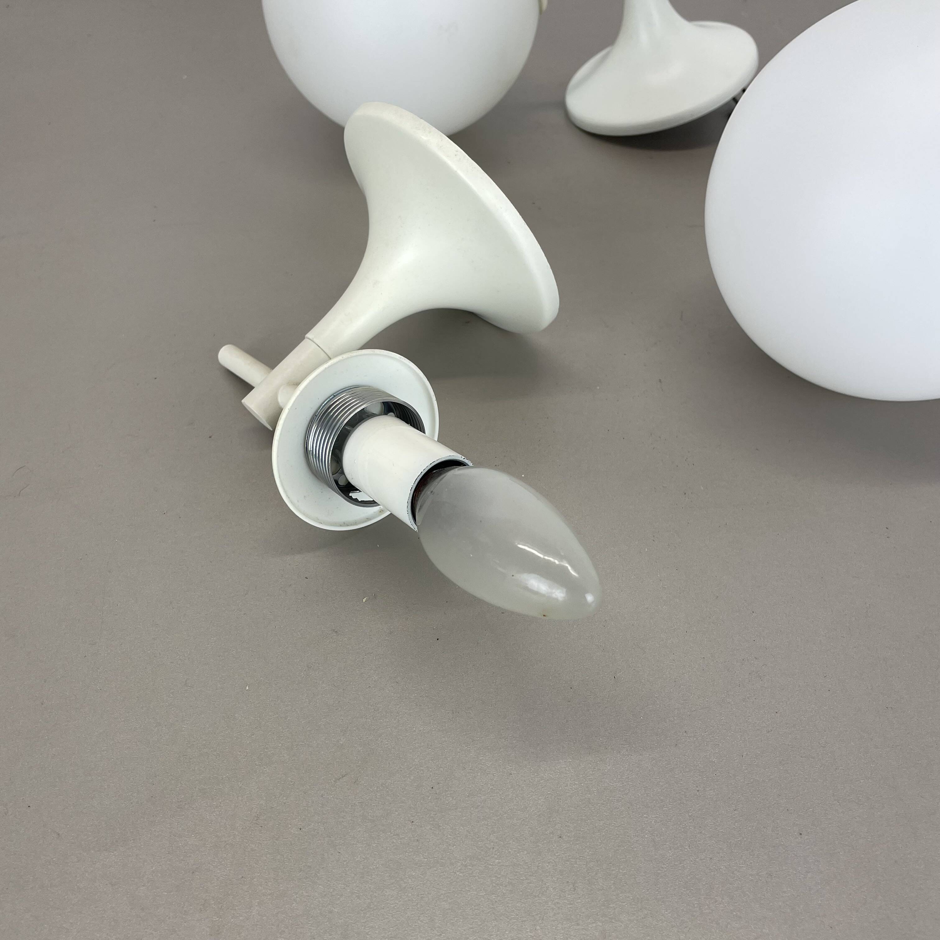 Set of Two white Ball Wall Lights by E. R. NEELE for Temde, Switzerland, 19