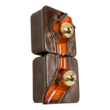 Sputnik wall lights in brown and orange ceramic, Germany 1970s