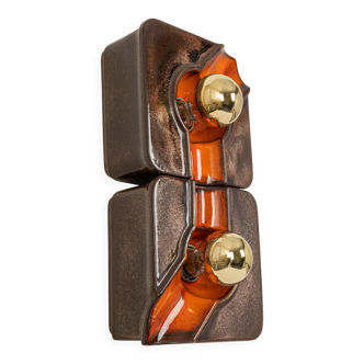 Sputnik wall lights in brown and orange ceramic, Germany 1970s