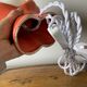 Hand lamp in ceramic color coral electrified to new