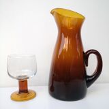 Carafe, vintage pitcher in blown glass