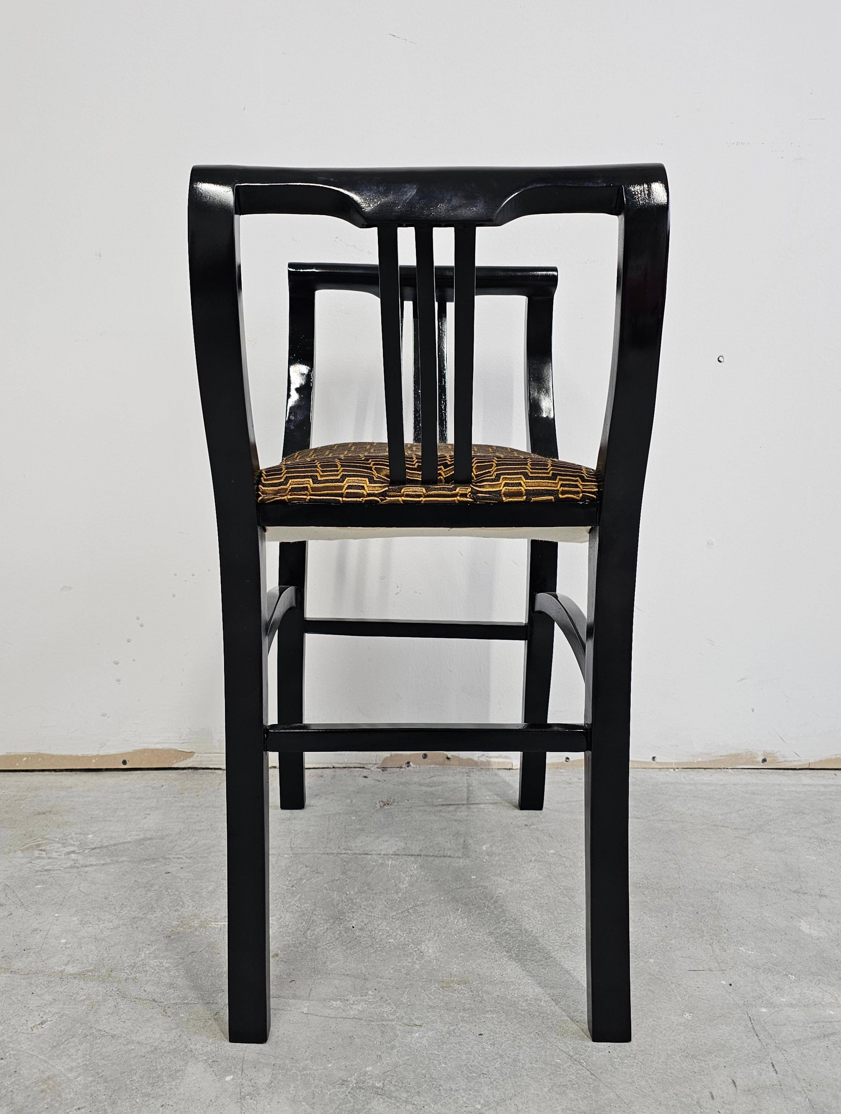 Pair of Gondola stools from the Secession movement in black lacquer, 1910s.
