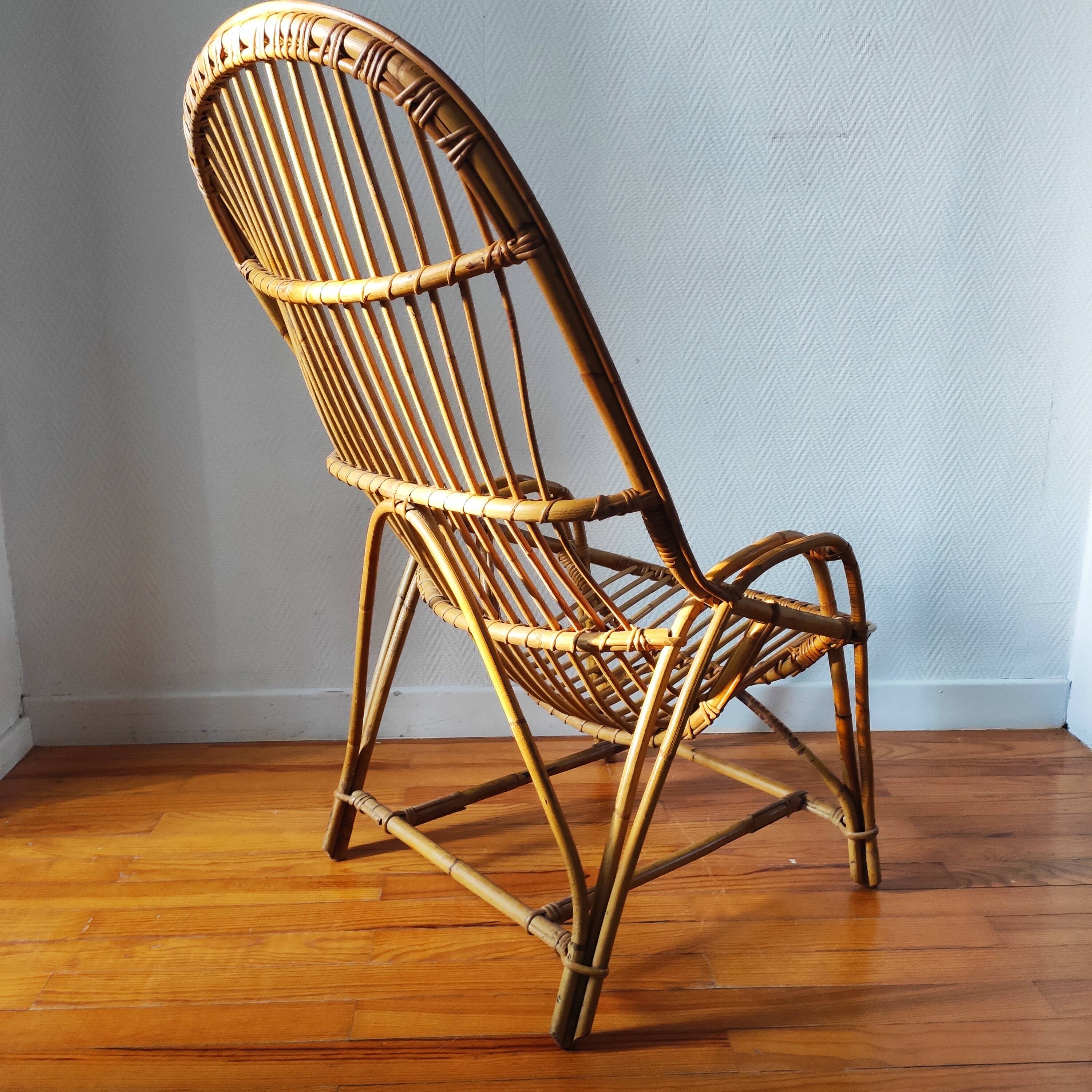 Fauteuil en rotin 1950/60