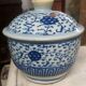 Antique blue and white porcelain pot from china, qing dynasty, 19th century