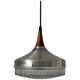 Crystal glass ceiling light with a metal frame and wood details, 1960s, Germany.