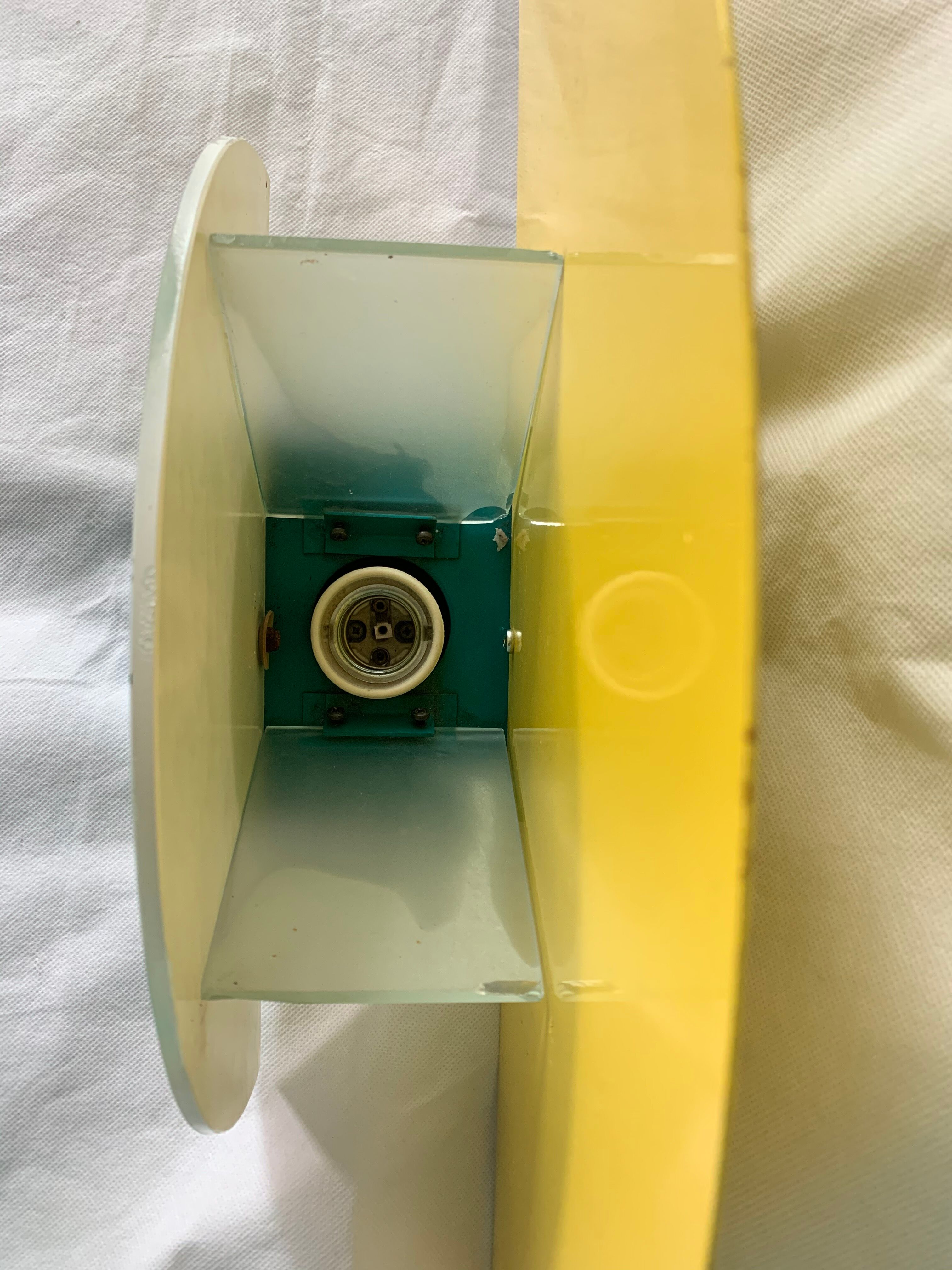 Colorful metal and glass wall light  Arlus 1980