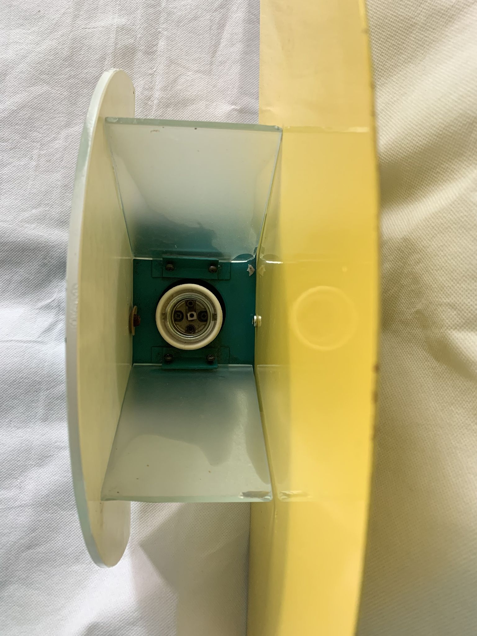 Colorful metal and glass wall light  Arlus 1980