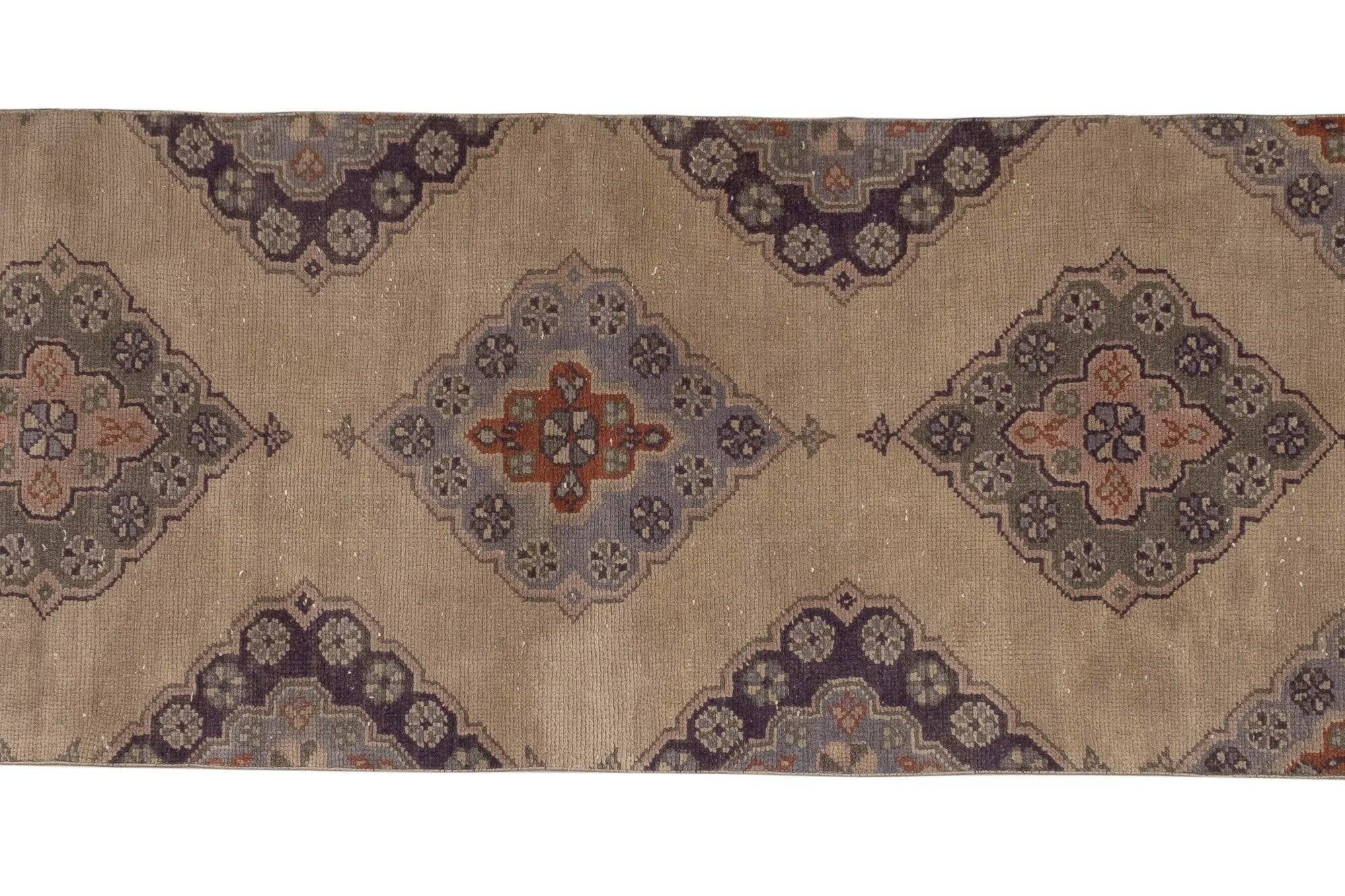 Vintage Turkish hallway rug 75x348 cm