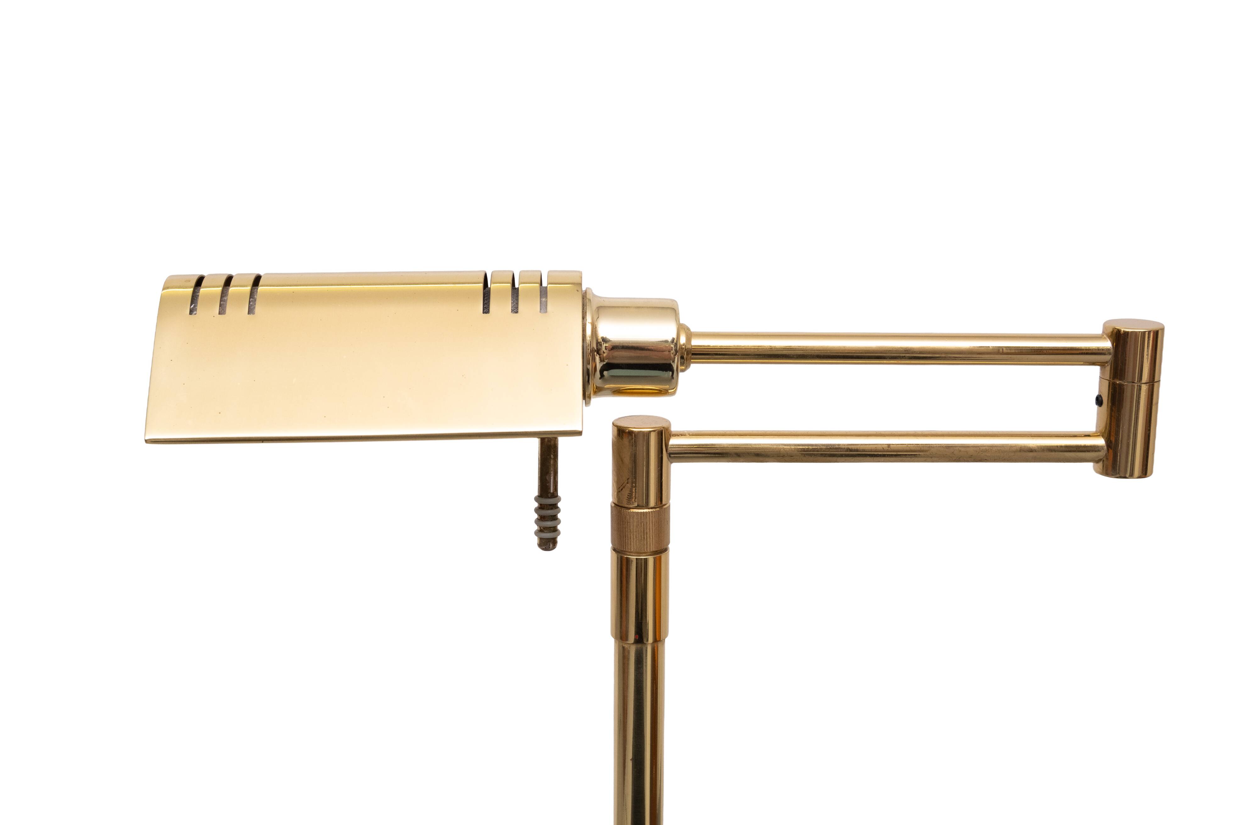 Brass Swing arm Halogen floor lamp by Holtkoetter 1980s Germany