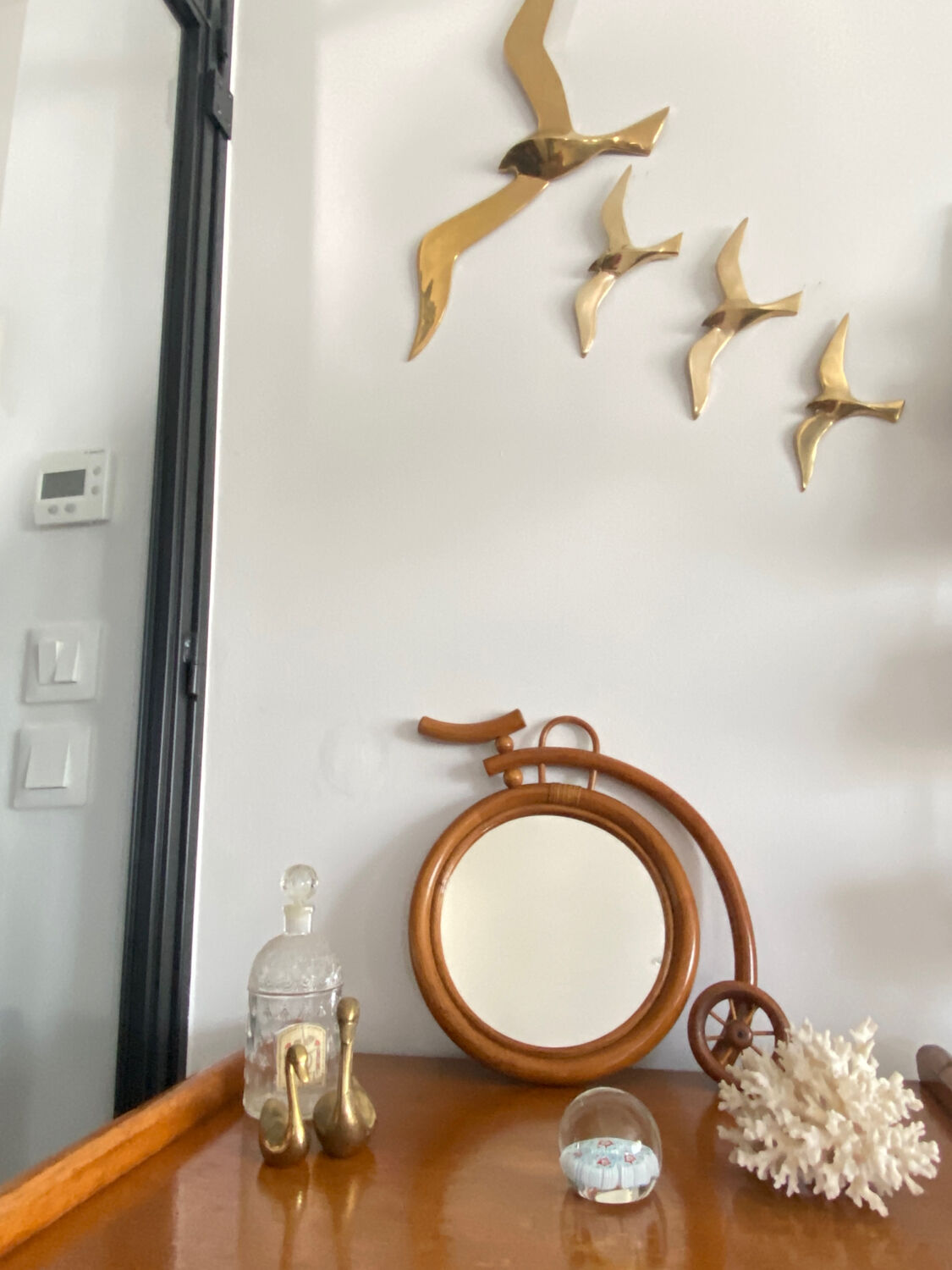 Vintage rattan mirror bike