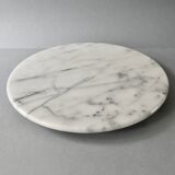 Large white marble cheese platter, rotating, D 31 cm