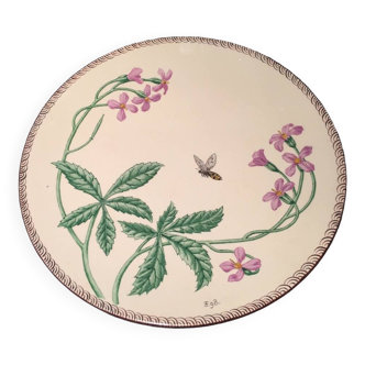 Decorative plate flowers and bee dessert plate