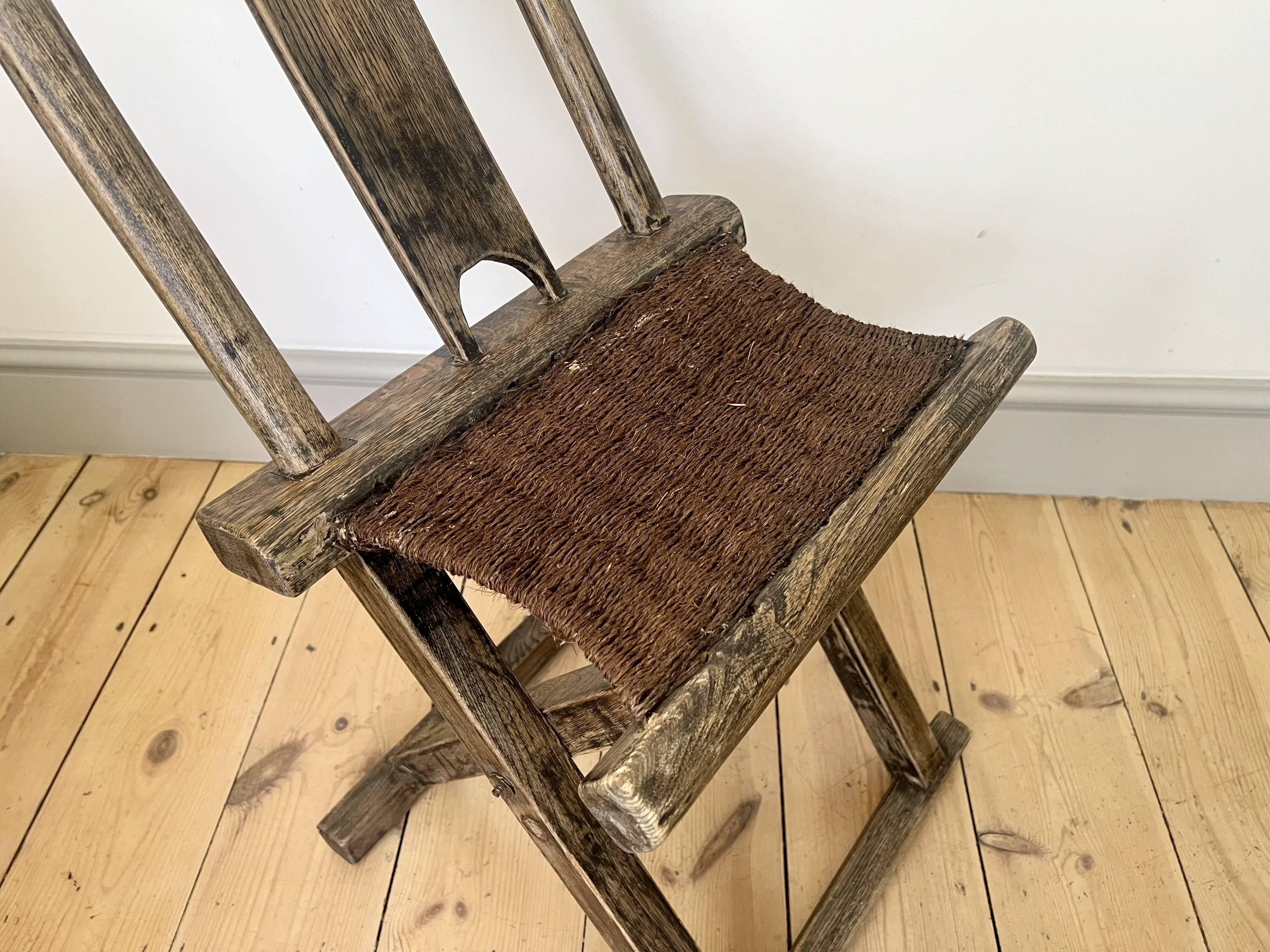 Rustic Primitive Antique Chinese Folding Travel Chair