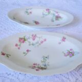 Lot 2 old porcelain raviers limoges decor petites roses on a white background