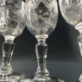 Suite de 6 verres à liqueur ou à porto en verre XIXe gravé à l'aiguille