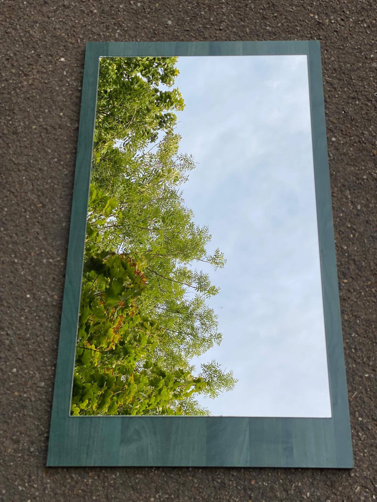 Vintage rectangular mirror blue green 50x90cm
