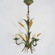 Masca's wheat ear chandelier in aged green and gold metal, 3 fires, year 70/80