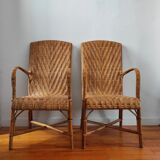 Pair of vintage rattan armchairs