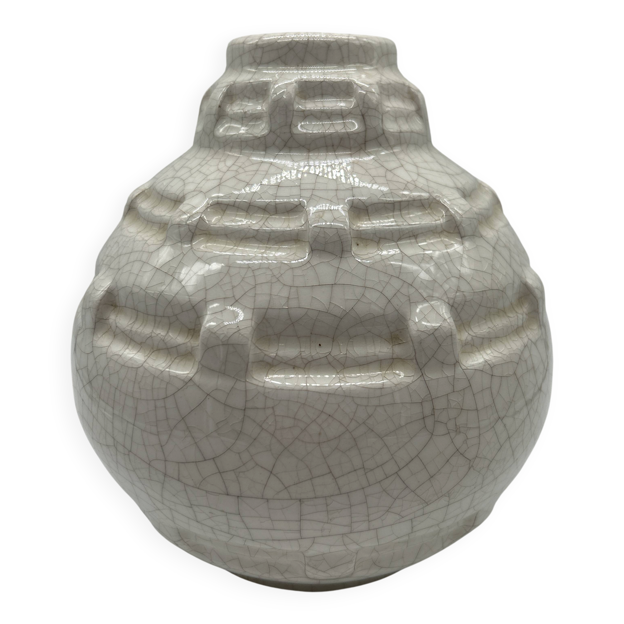 Art Deco round vase attributed to Louis Gueule.