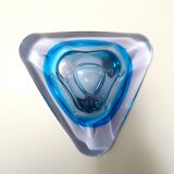 Large Triangular Blue Murano Glass Trinket Bowl - Ashtray, Italy