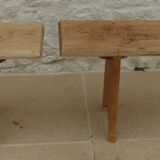 Two benches in their solid wood patinas