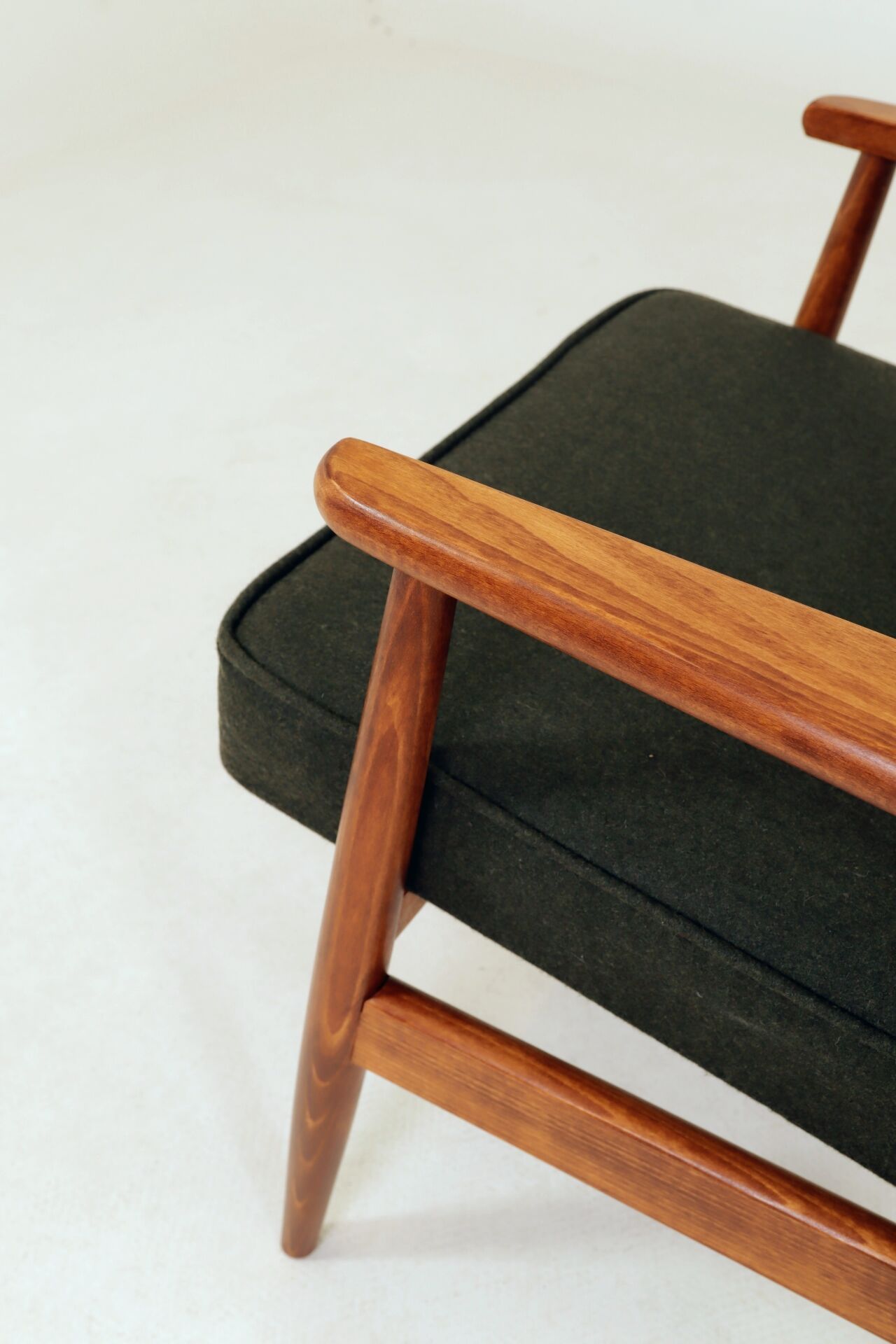 Modern living room chair deep olive green wool by M.Zielinski