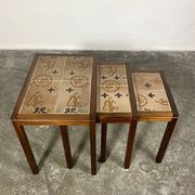 Danish nesting tables in rosewood and ceramic by Willy Ryomgard, Mo.
