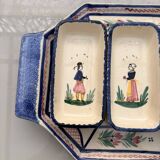 Old dish servant tray ramekin earthenware ceramic henriot quimper bl
