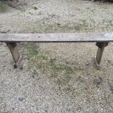 Solid wood farm bench patinated