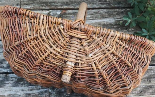 Old large Burgundy wicker basket