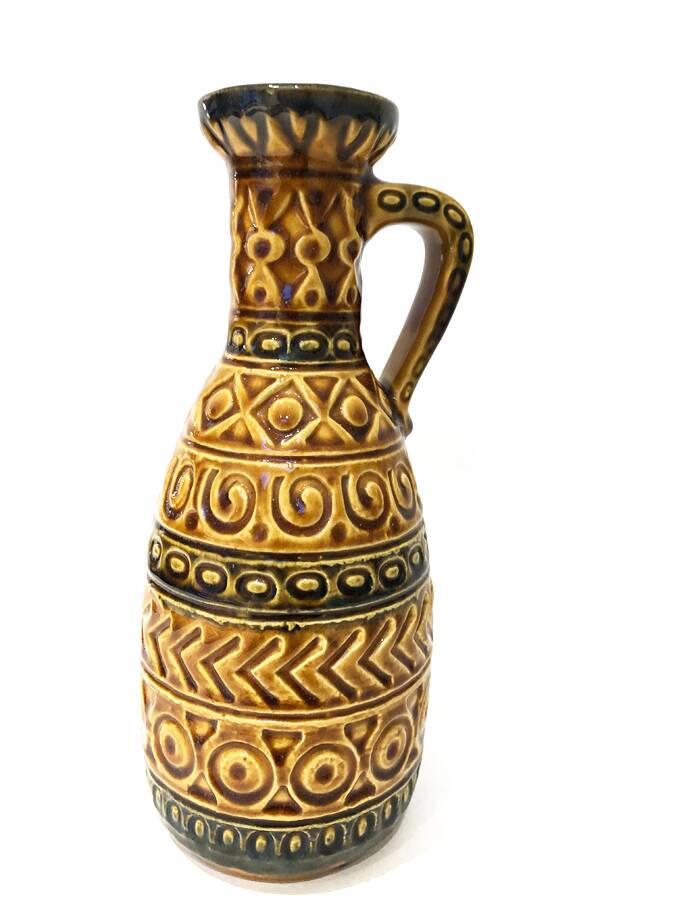 Vase en céramique West Germany ocre et brun – années 70