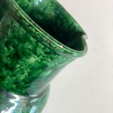 Vaullauris green varnished earth vase pitcher 1960