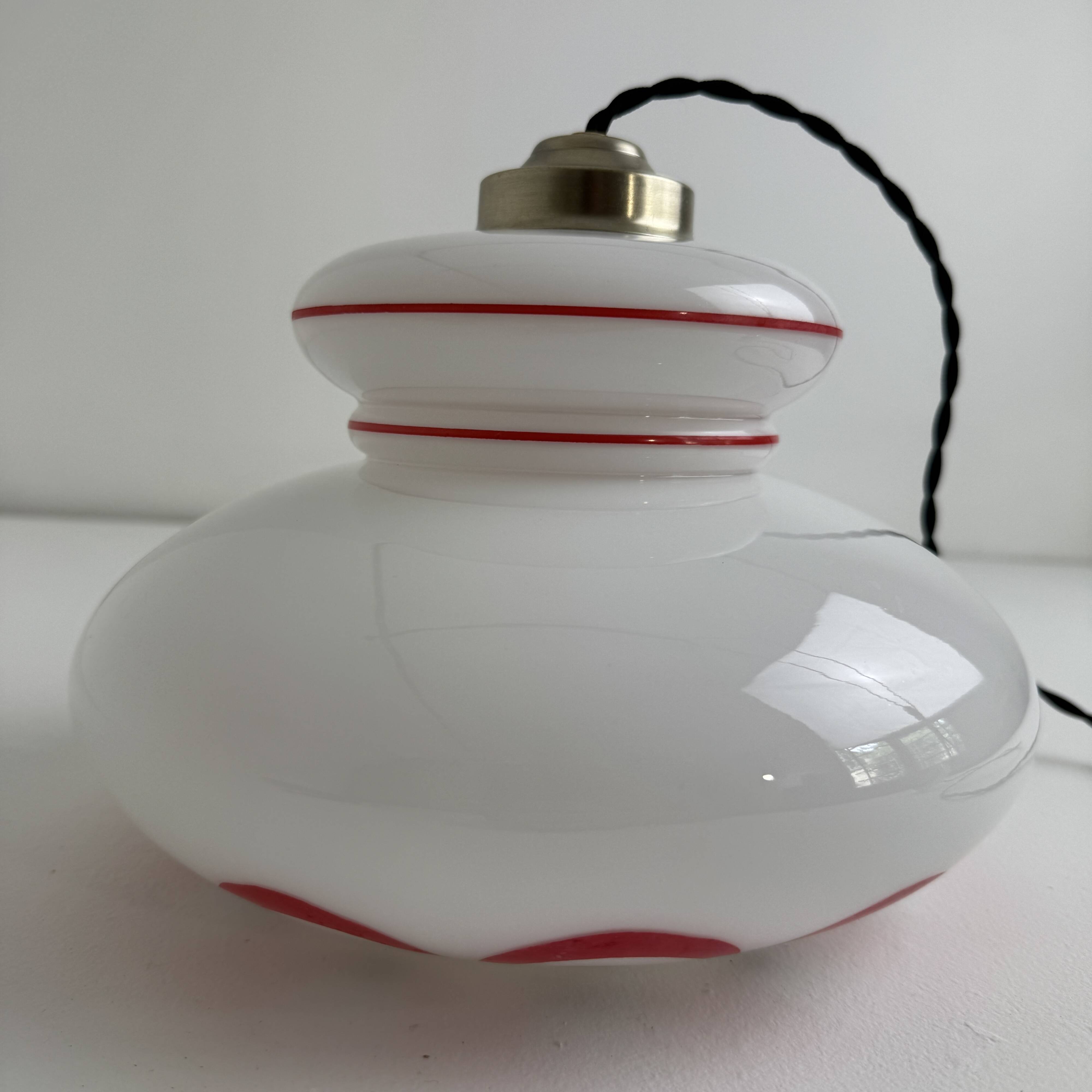 Vintage opaline suspension light from the 1970s