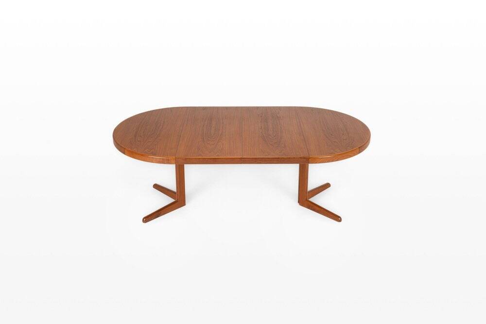 Round extendable teak dining table by Bramin, 1960s