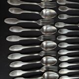 Box of 12 Alfenide table spoons and 12 table forks for Christofle