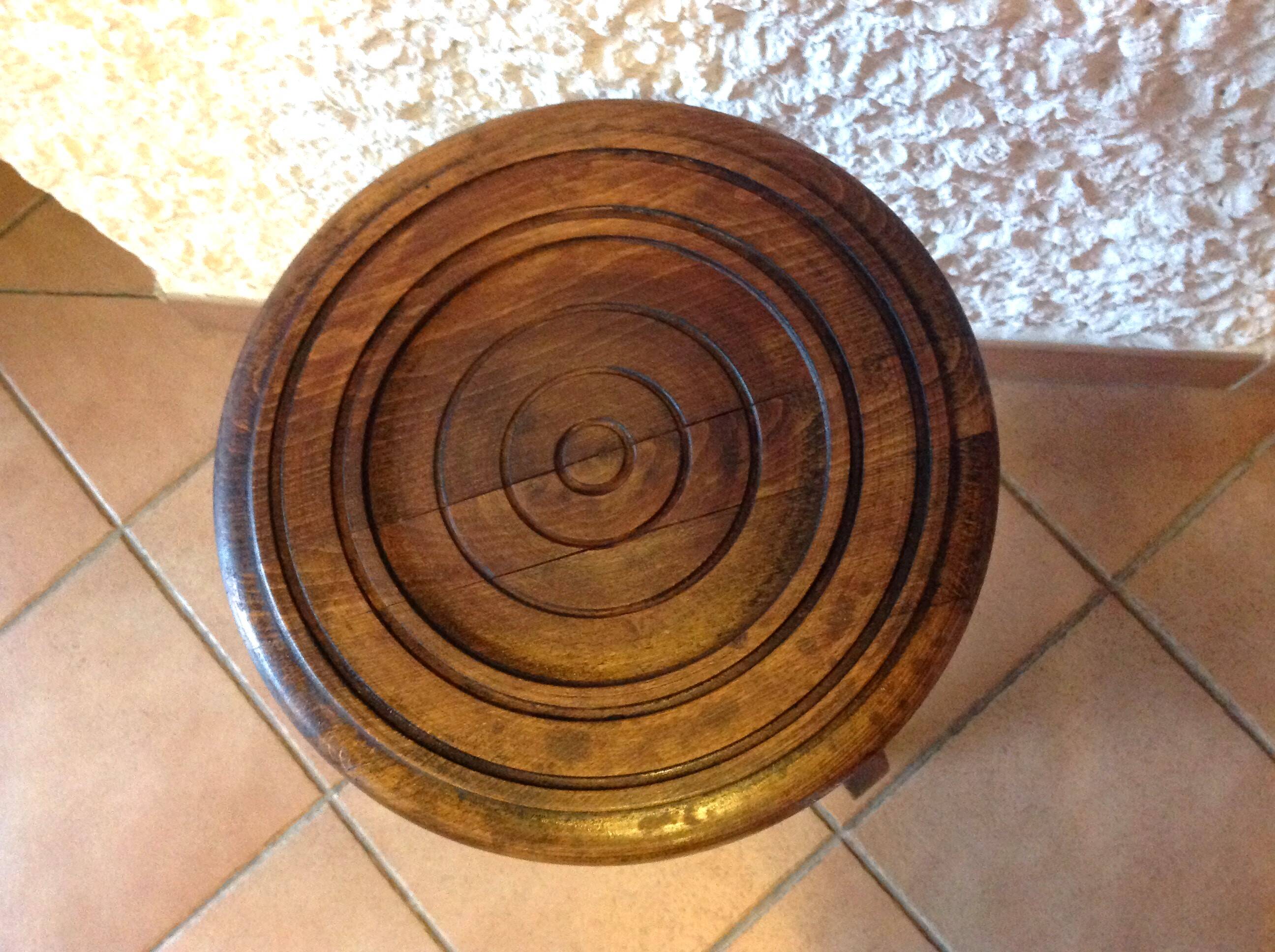 Round wooden plant holder / 40s-50s