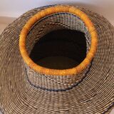 Bolga Basket Colorful African Decorative Basket Navy and Mustard Yellow