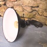 Antique cast iron and enamel wall lamp from the 1930s